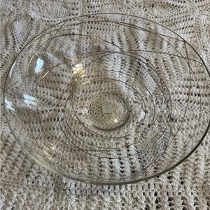 Vintage Party Lite Glass Bowl with Gold Accents